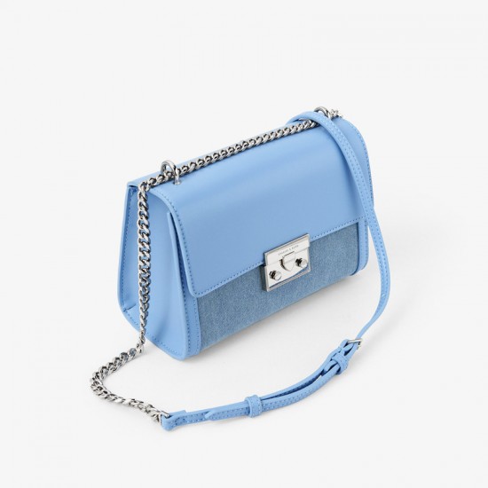 Charles Keith Chain Flap Shoulder Bag Denim Blue